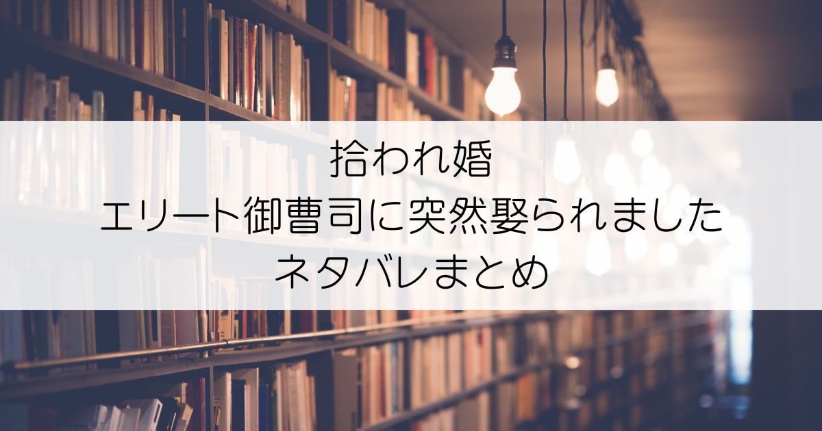 拾われ婚 エリート御曹司に突然娶られましたネタバレアイキャッチ