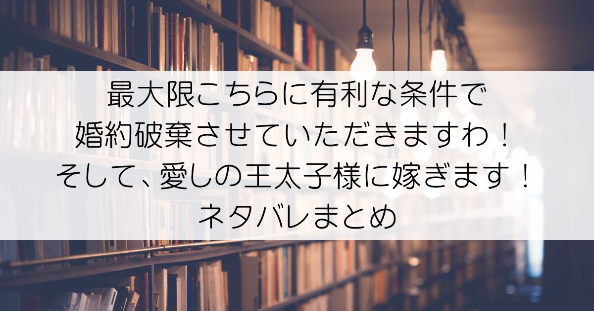 最大限こちらに有利な条件で婚約破棄させていただきますわ！そして、愛しの王太子様に嫁ぎます！ネタバレアイキャッチ